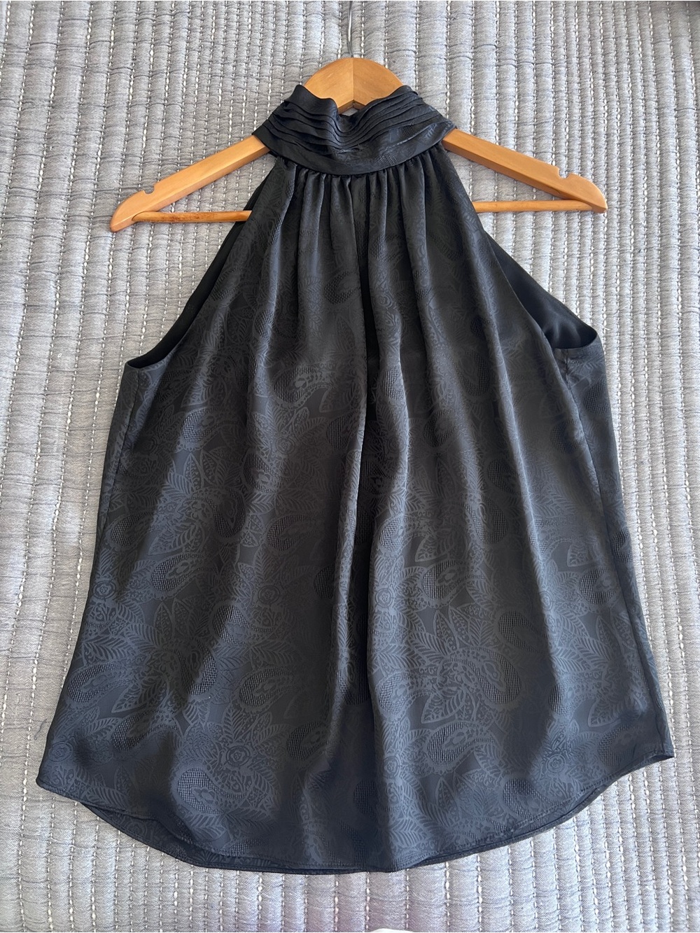 Joie Black Halter Neck Sleeveless Camisole with Jacquard Texture